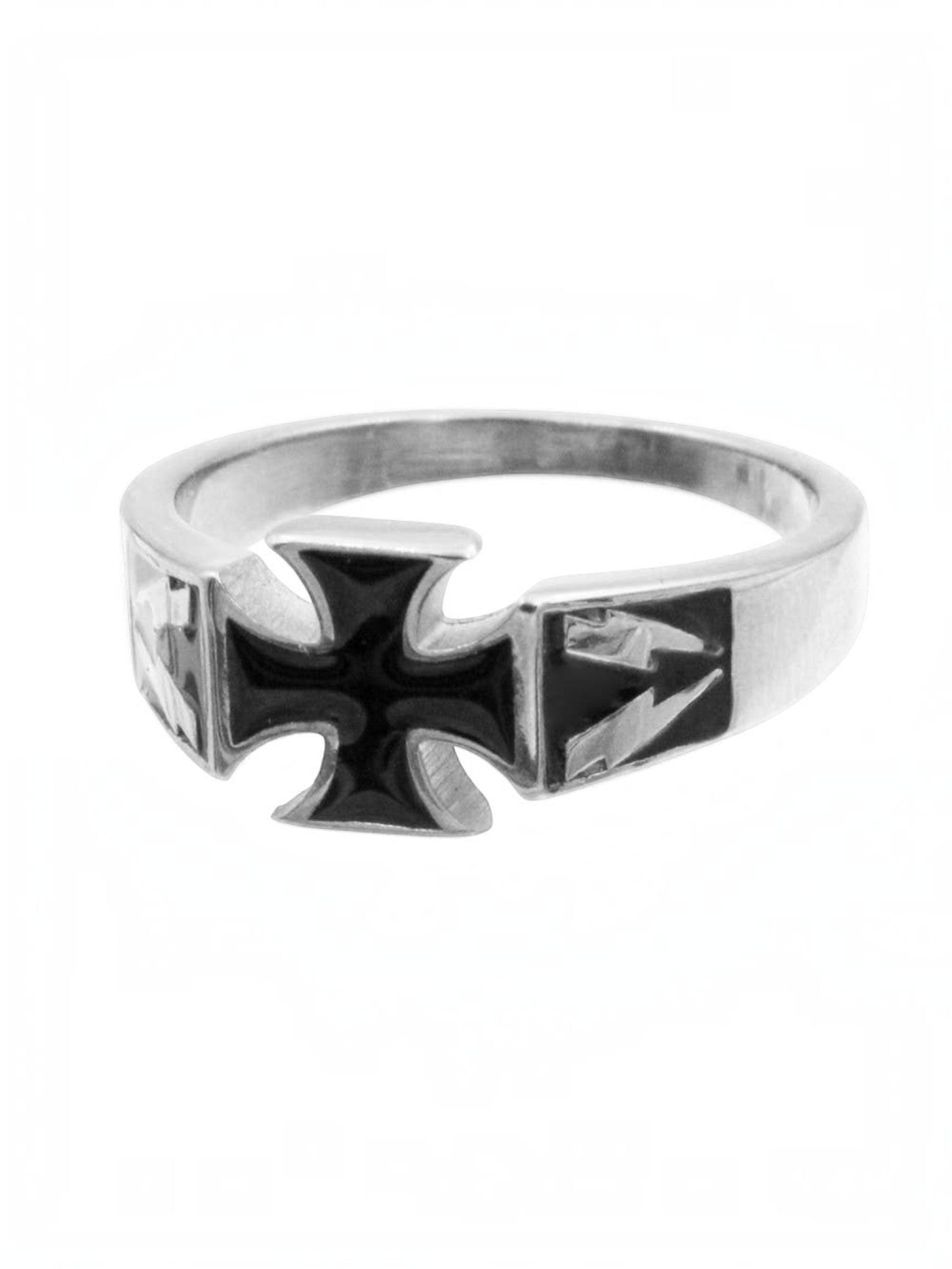 Black Cross Ring Silver