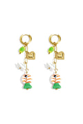 Charming Gold Color Heart & Fish Bead Earrings