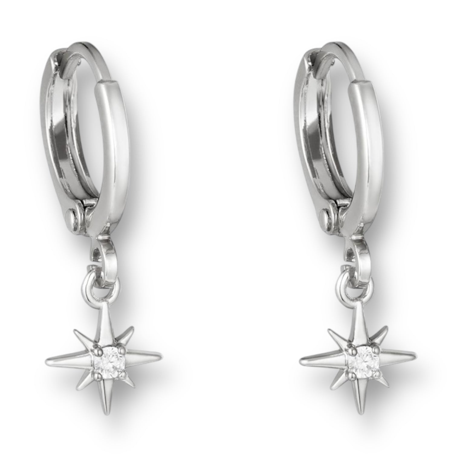 Silver earrings with small star pendant