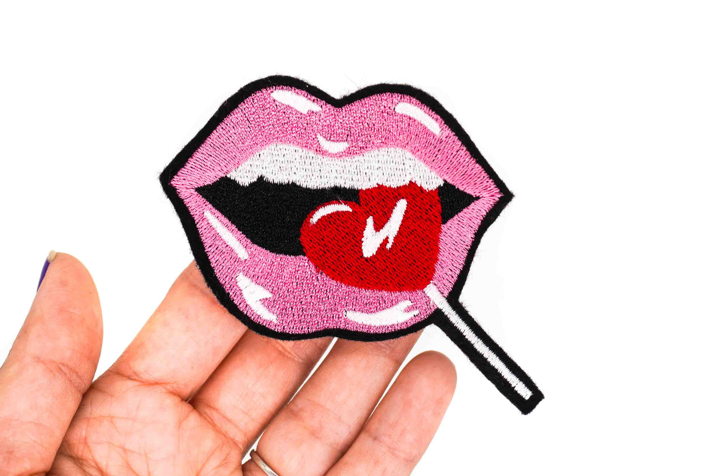 Heart Sucker Iron On Embroidered Patch