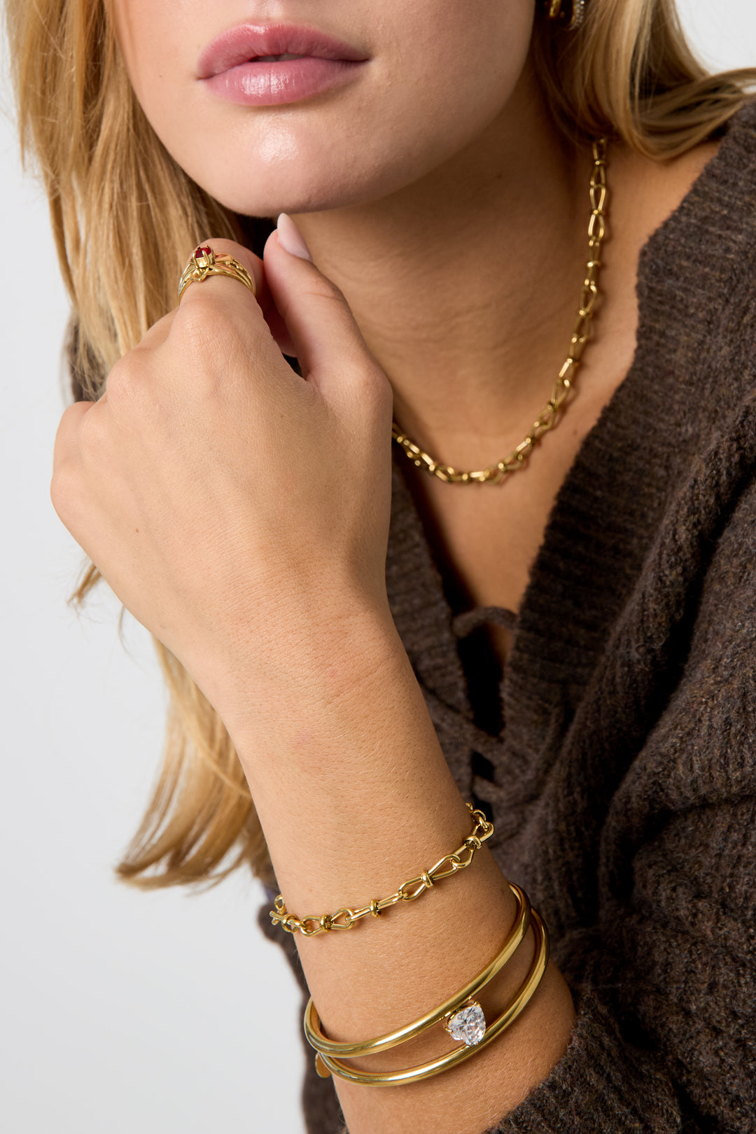Roestvrijstalen schakelarmbanden, eenvoudige schakelarmbanden uit de 'Everyday Simple'-serie voor dames.