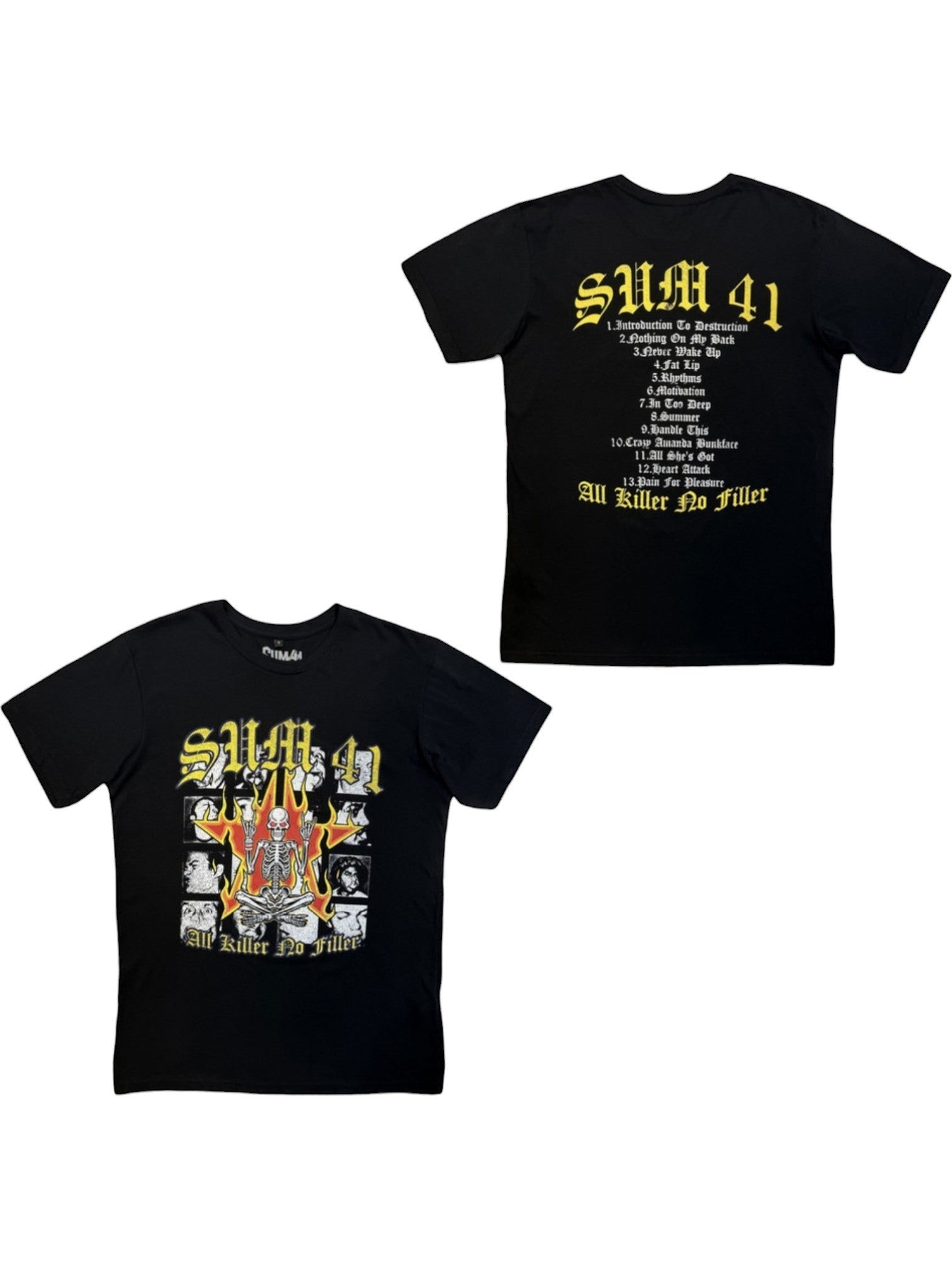Camiseta Sum 41 Premium Carbon – Tracklist de All Killer No Filler (100% algodón peinado, acabado suave premium)