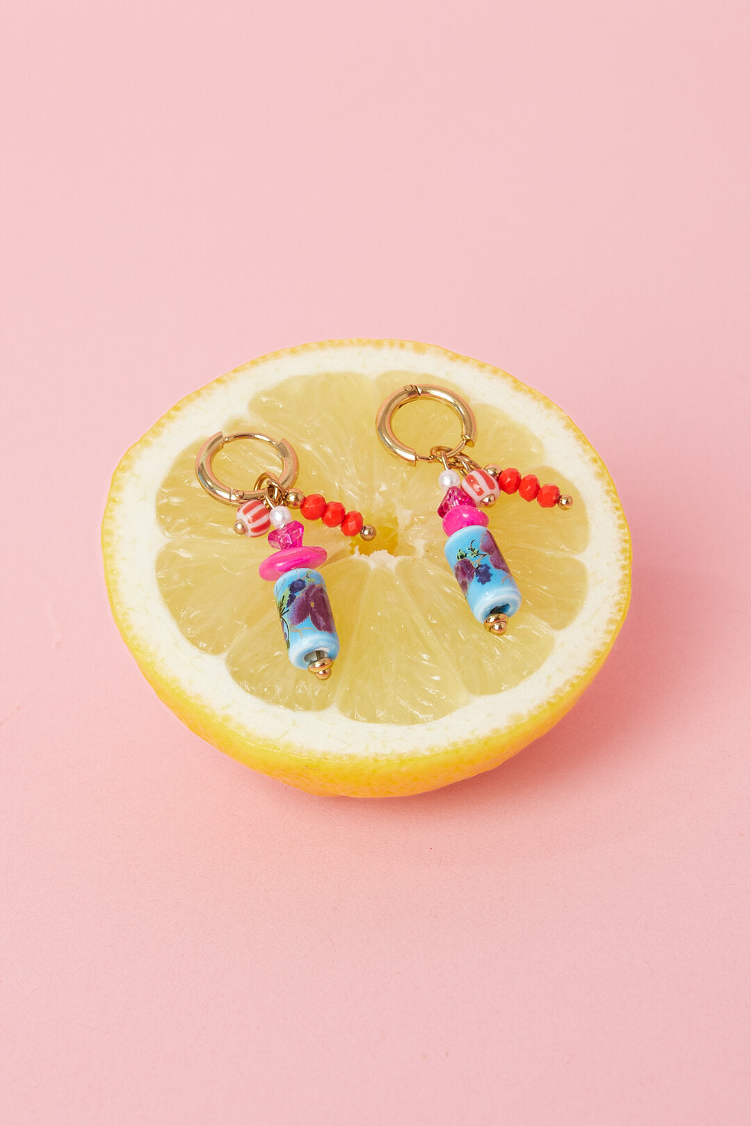 Elegant Pink & Blue Bead Earrings for Spring/Summer