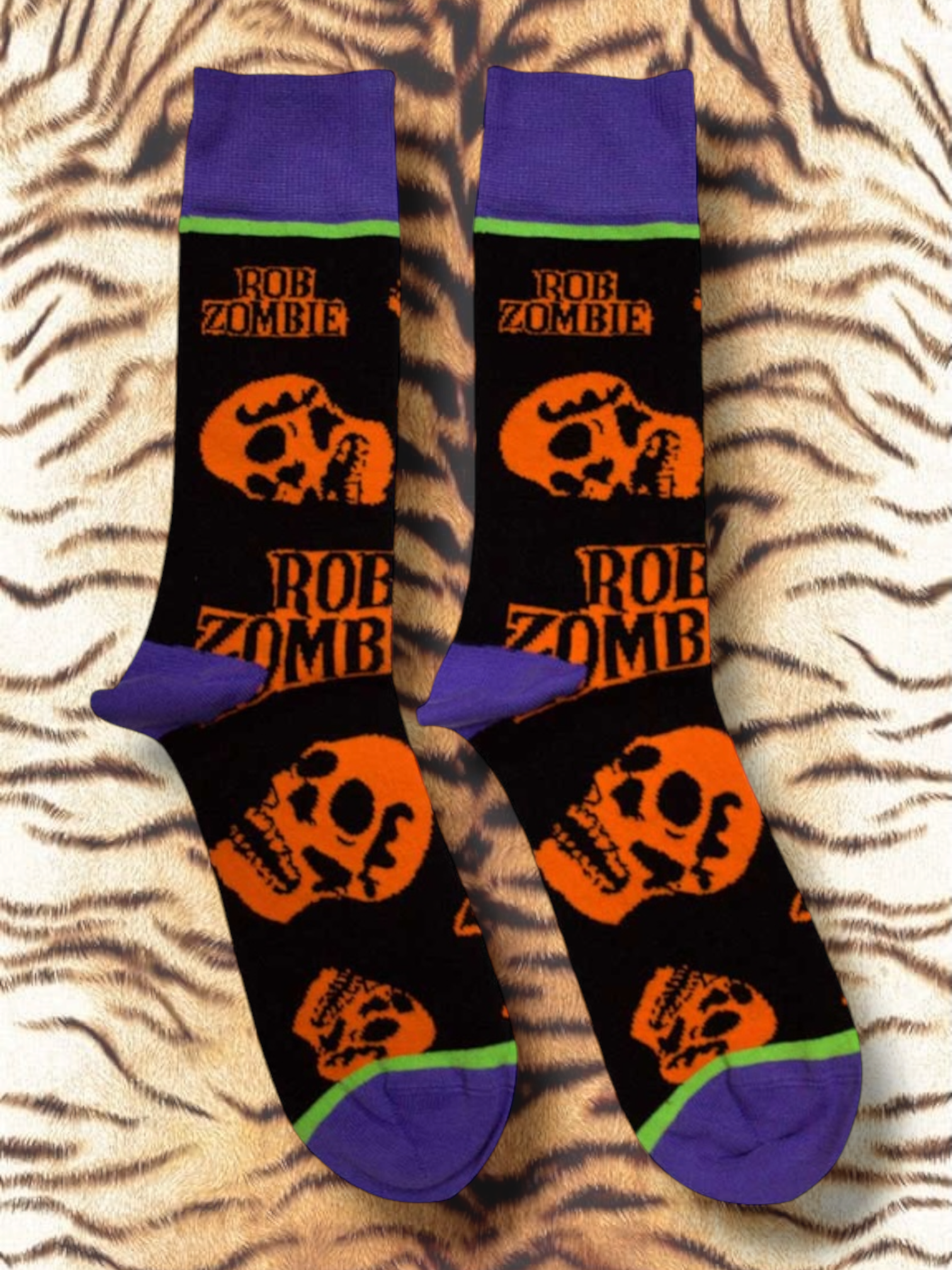 Rob Zombie Unisex Socks: Orange Skulls (Black) (maat 40-45)
