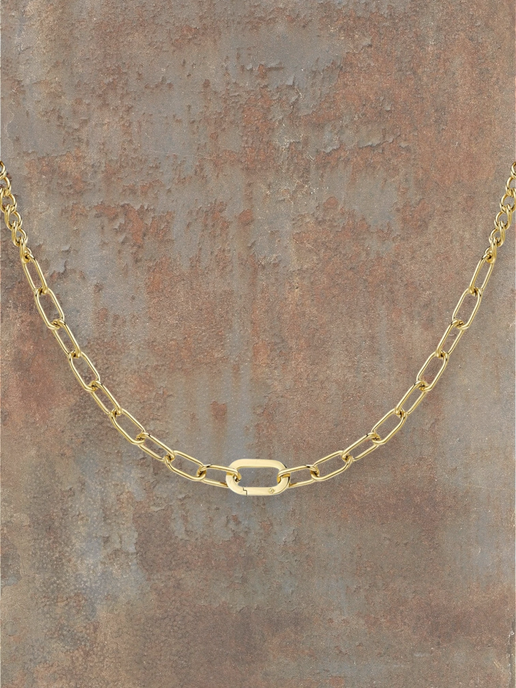 WILDSIDE gold stainless steel chain necklace with oval link closure. Durable and water-resistant.