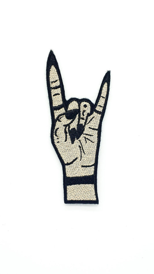 Witchy Metal Horns Hand Iron On Embroidered Patch