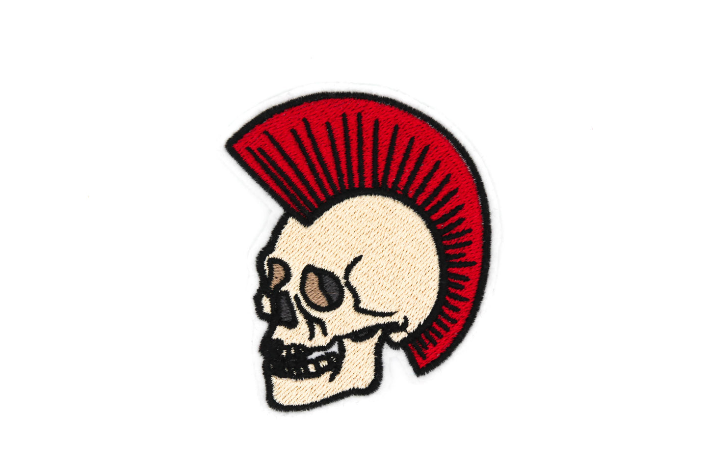 Parche bordado para planchar con calavera Punk Mohawk