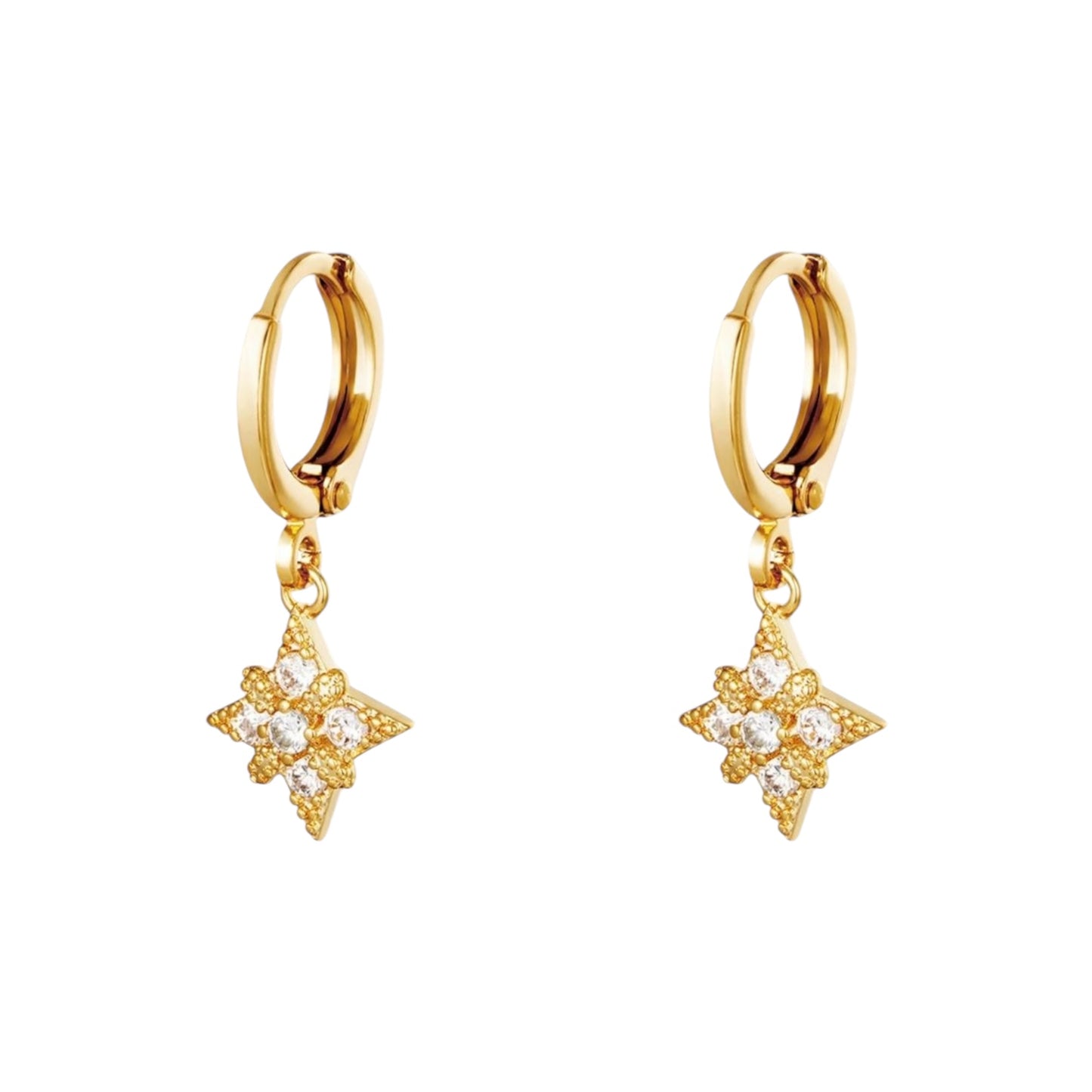 Gold earrings with star pendant