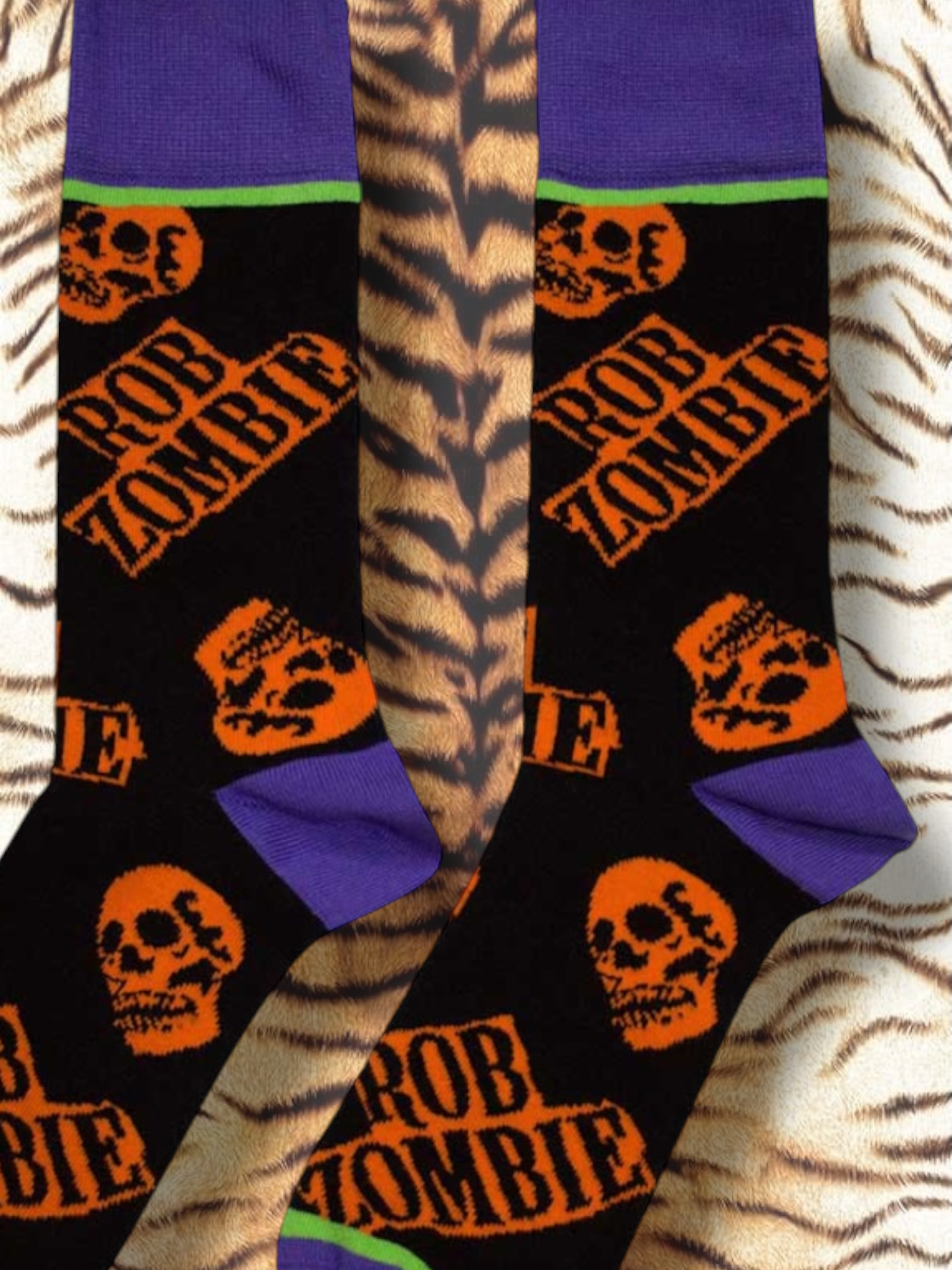 Rob Zombie Unisex Socks: Orange Skulls (Black) (maat 40-45)