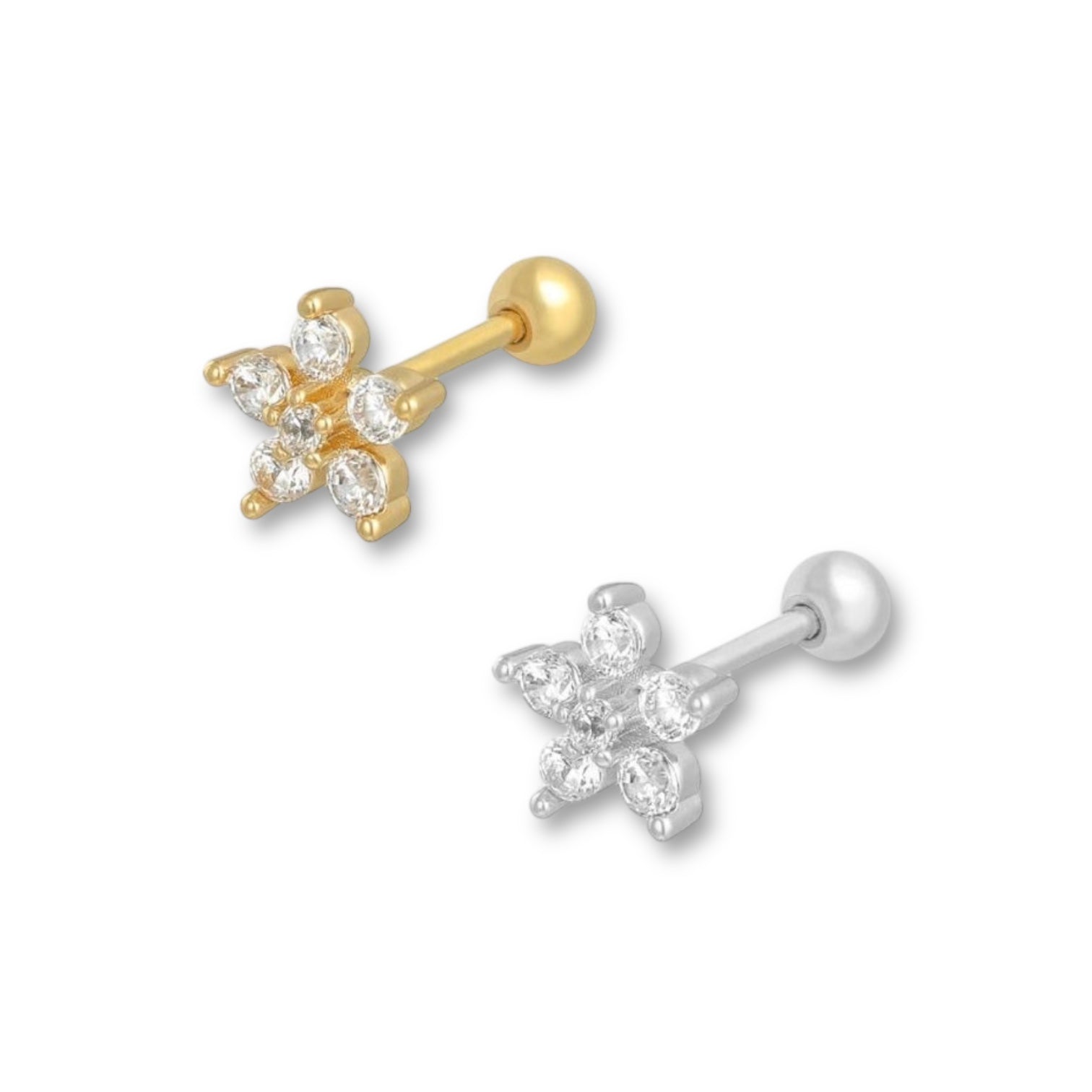 Piercing with stones - Flower