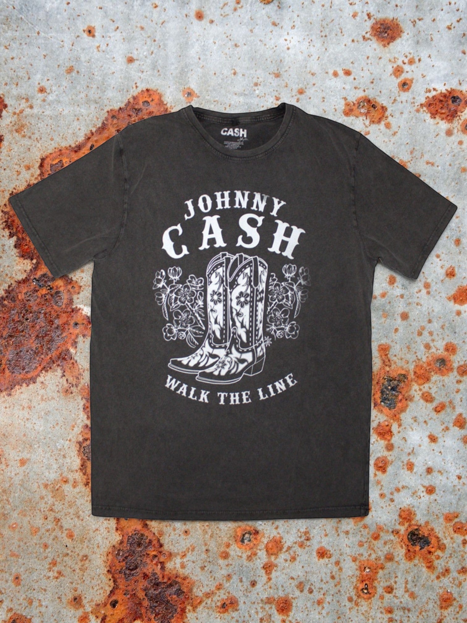Johnny Cash Stone Wash T‑Shirt – Walk The Line Boots (Limited Edition 999 stuks)