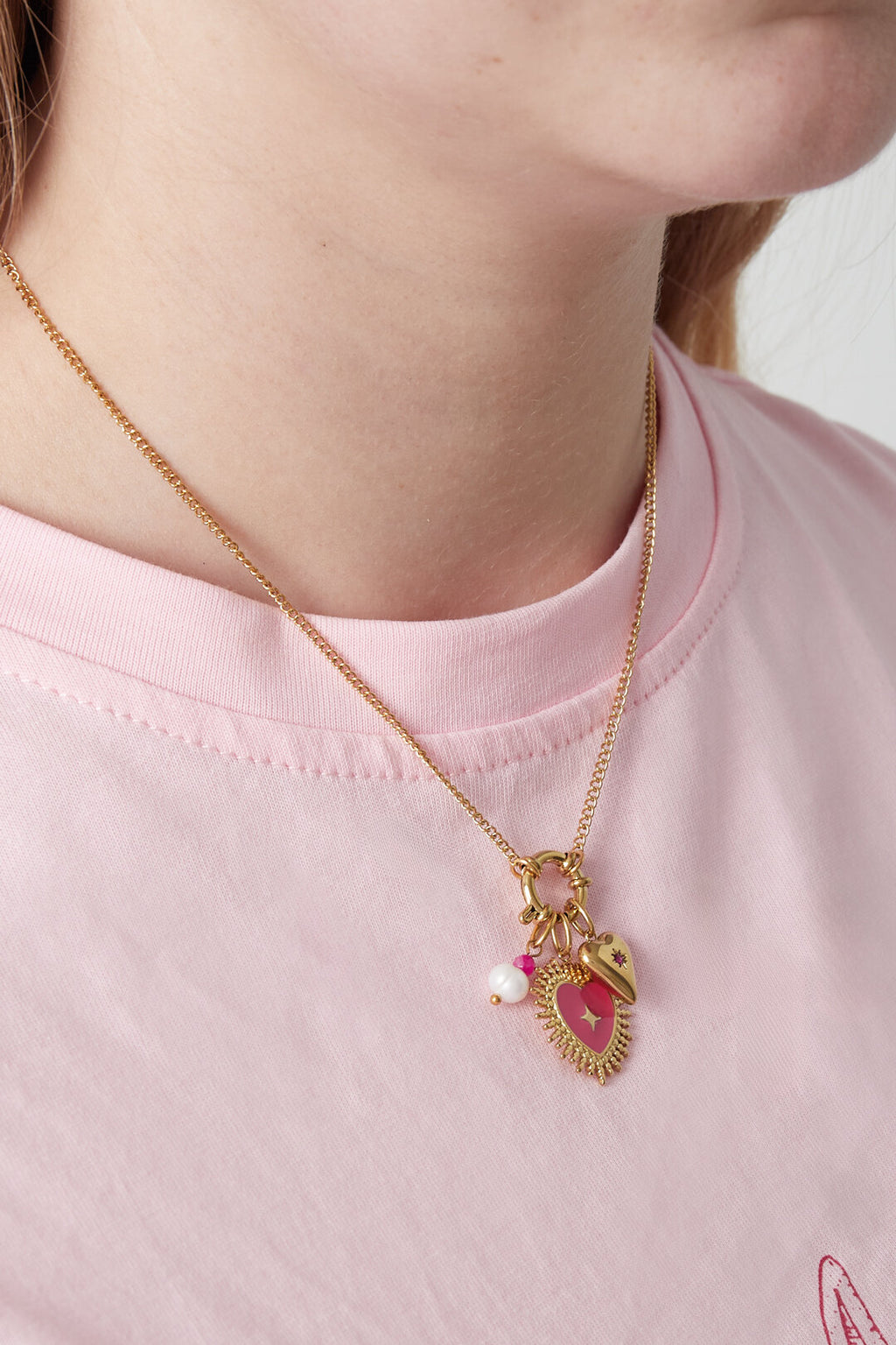 Elegant 14K Gold Plated Flower Heart Pendant Necklace