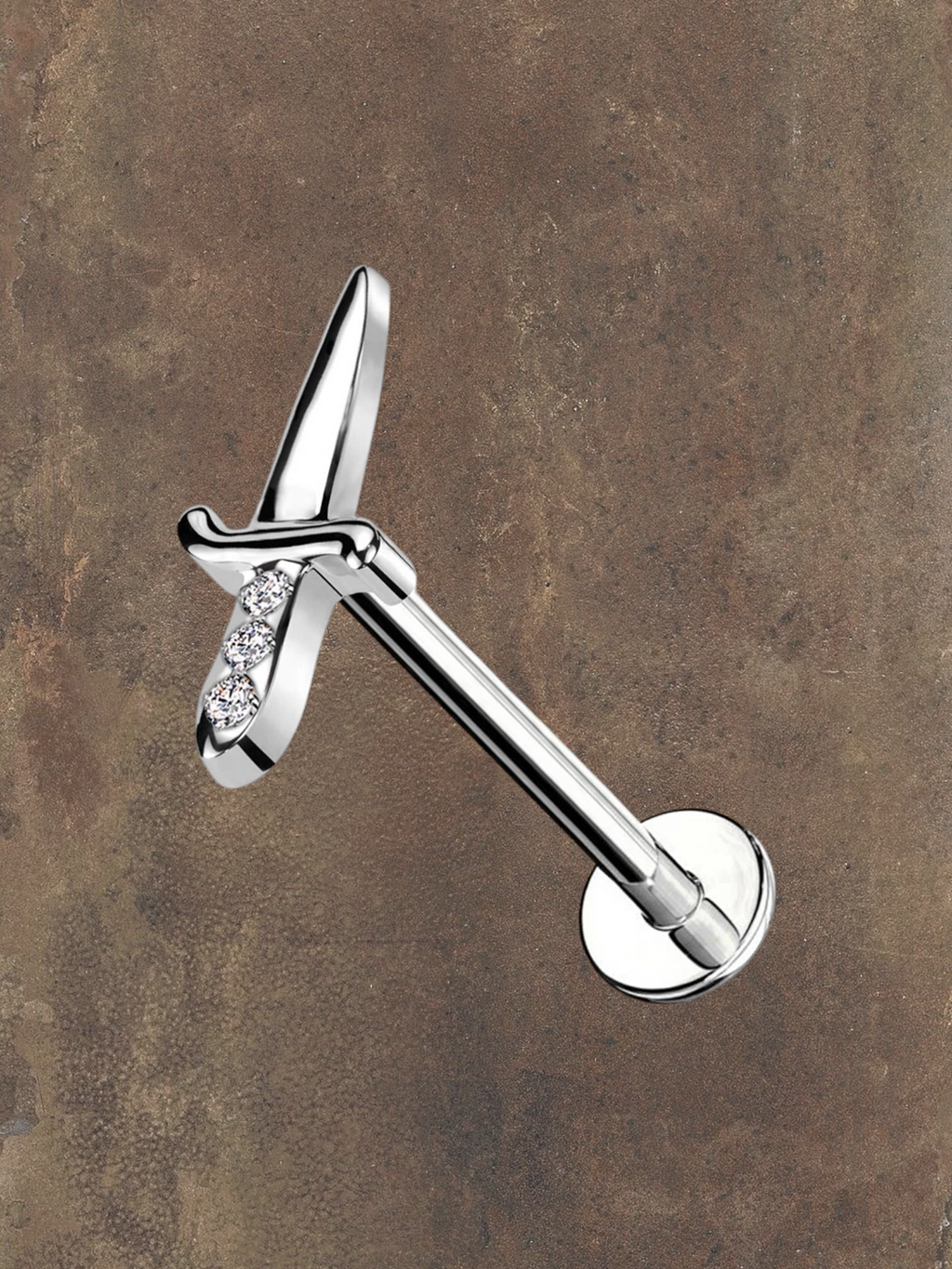 Labret Piercing zwaard met kristallen