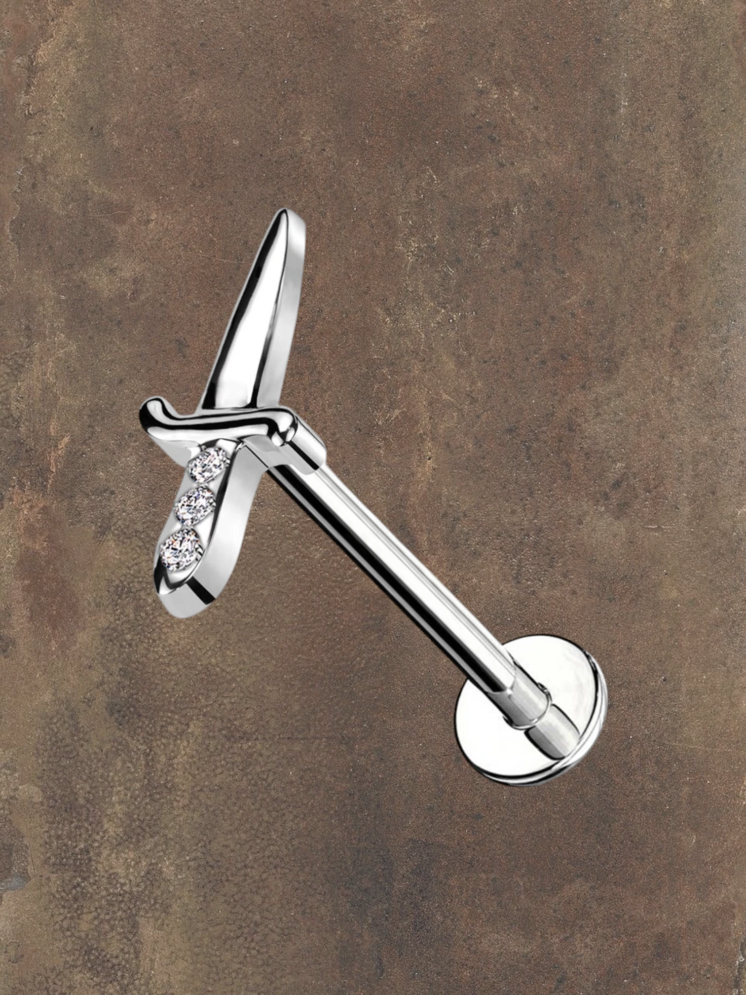 Labret Piercing zwaard met kristallen