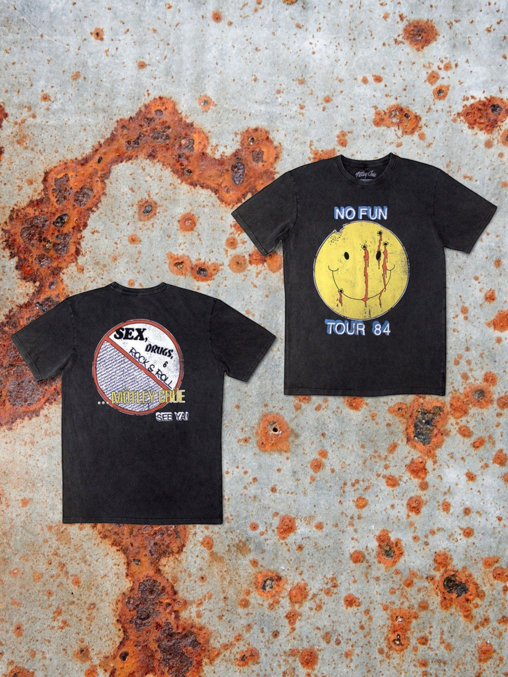 Mötley Crüe Stone Wash T-Shirt – No Fun Tour ’84 (Edición Limitada 999 unidades)