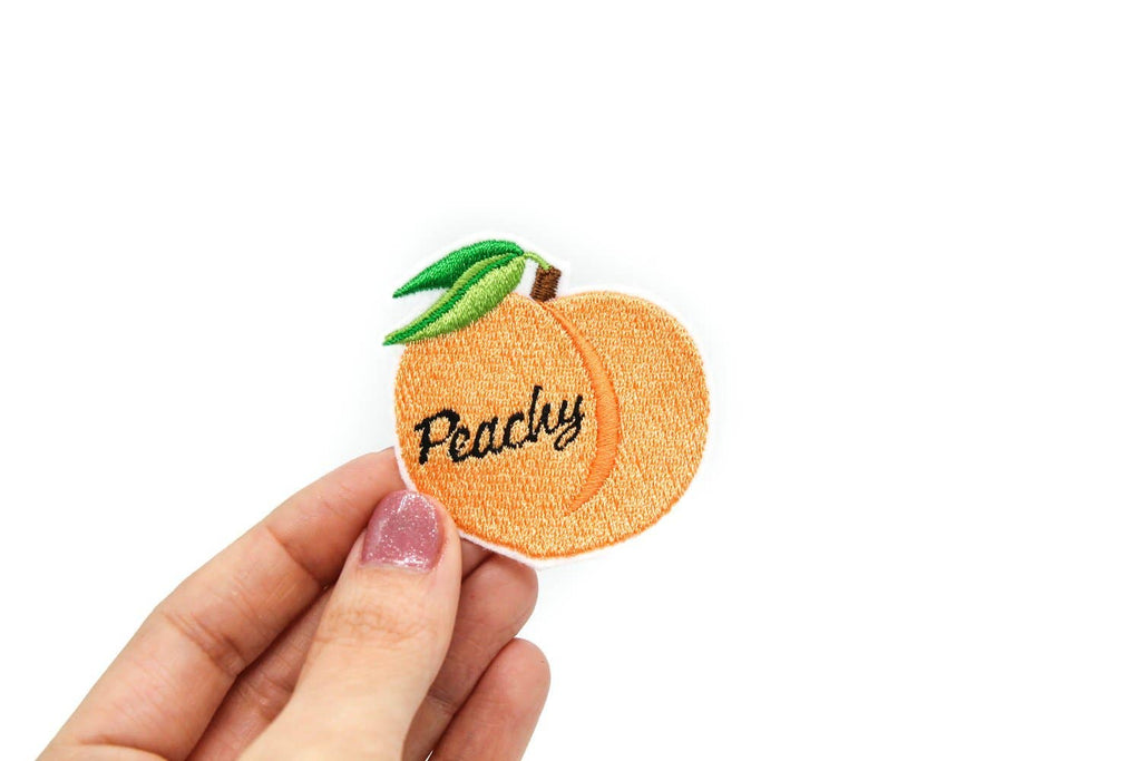 Hierro de fruta de melocotón melocotón en parche bordado