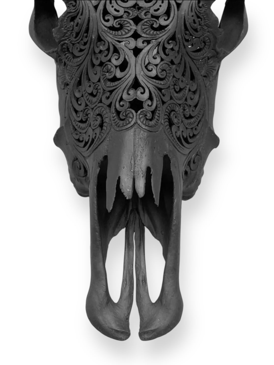 Hand carved cow skull