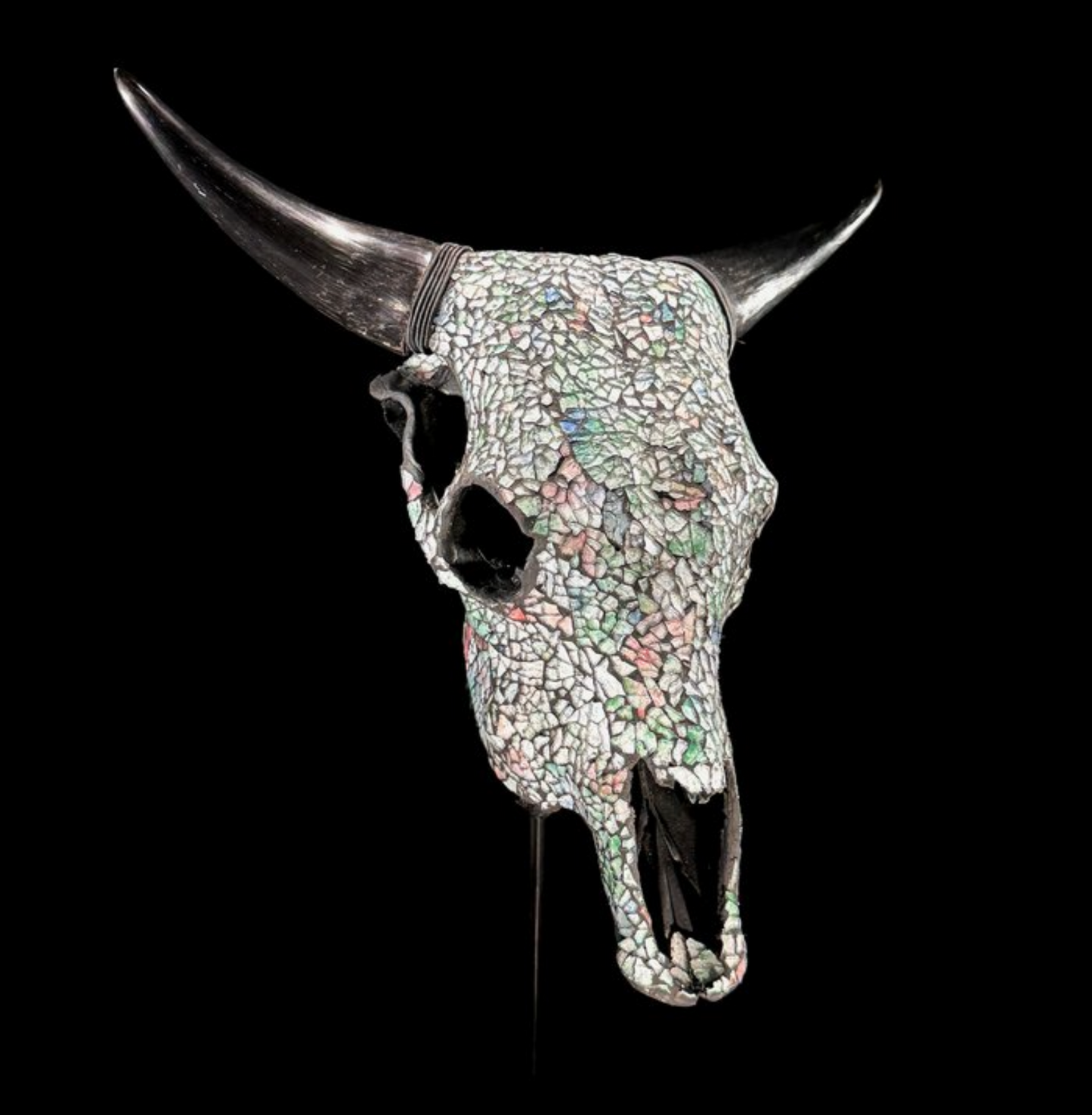 Koeien schedel - blauw parelmoer Glas Mozaïek