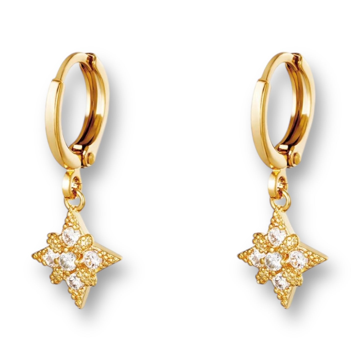 Gold earrings with star pendant