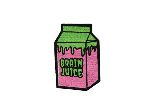 Brain Juice Drink Carton Iron On Embroidered Patch