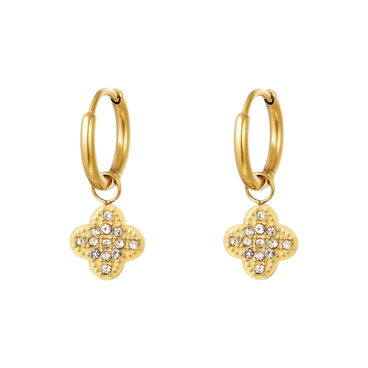 Pendientes de oro con colgante de trébol