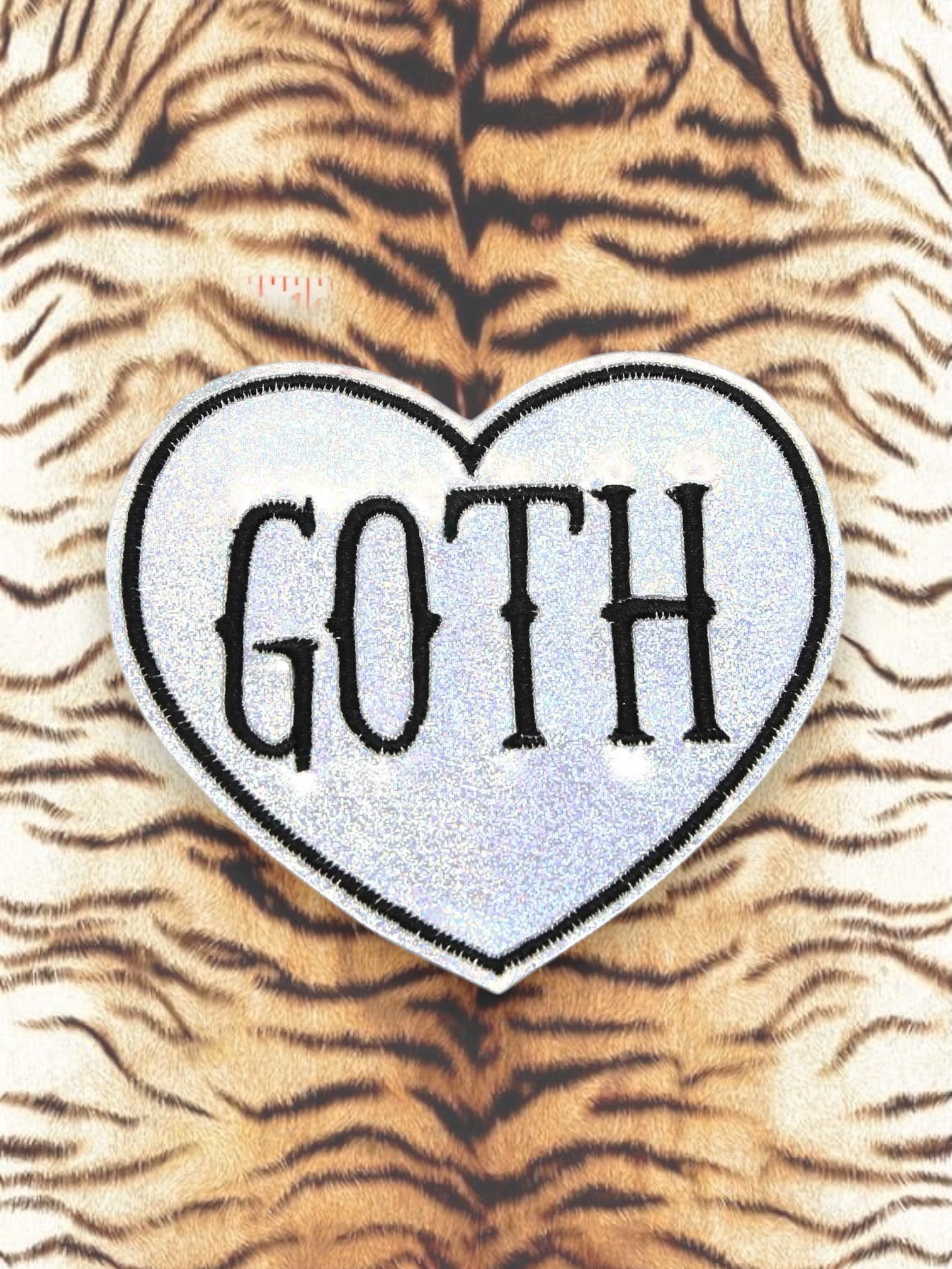 Goth Holographic Vinyl Glitter Heart Iron On Patch