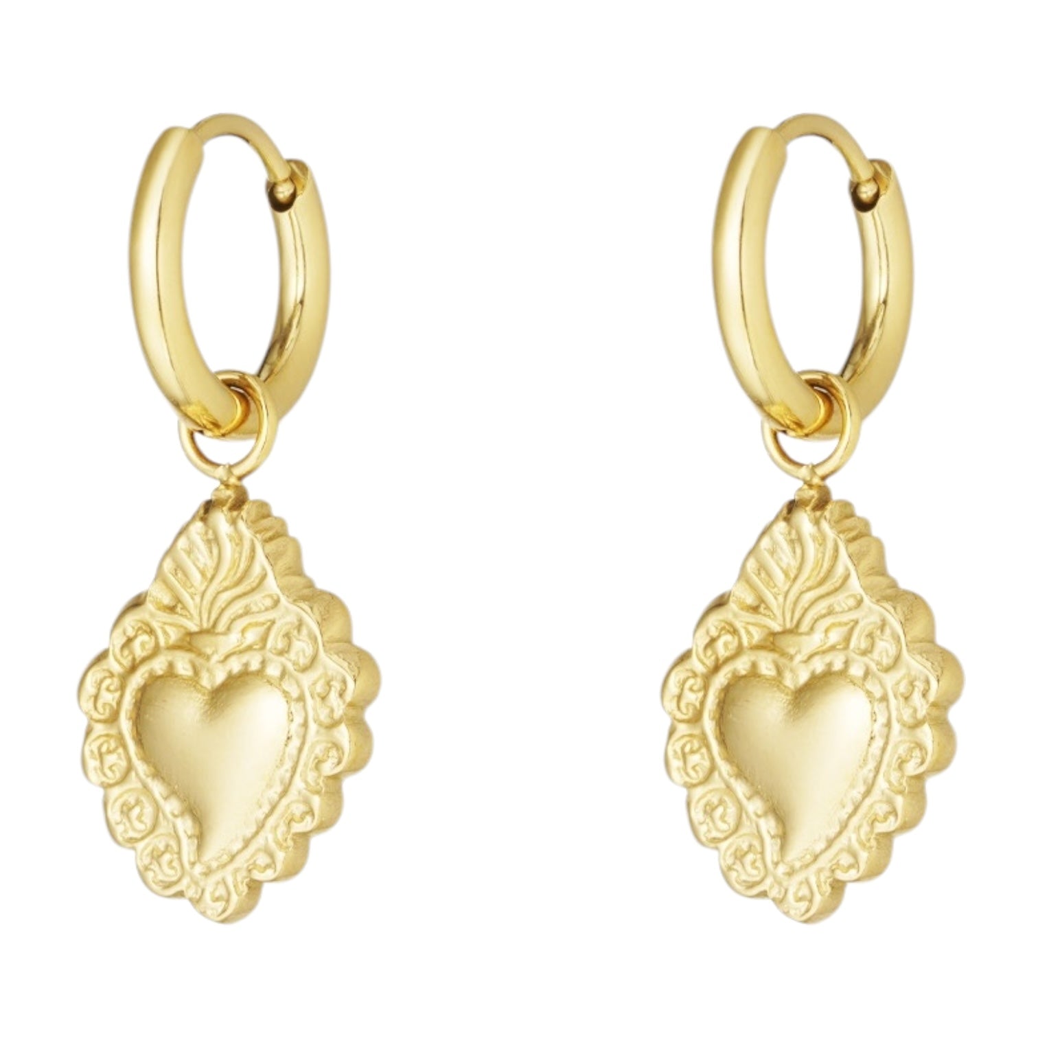 Gouden Sacred Heart Oorbellen