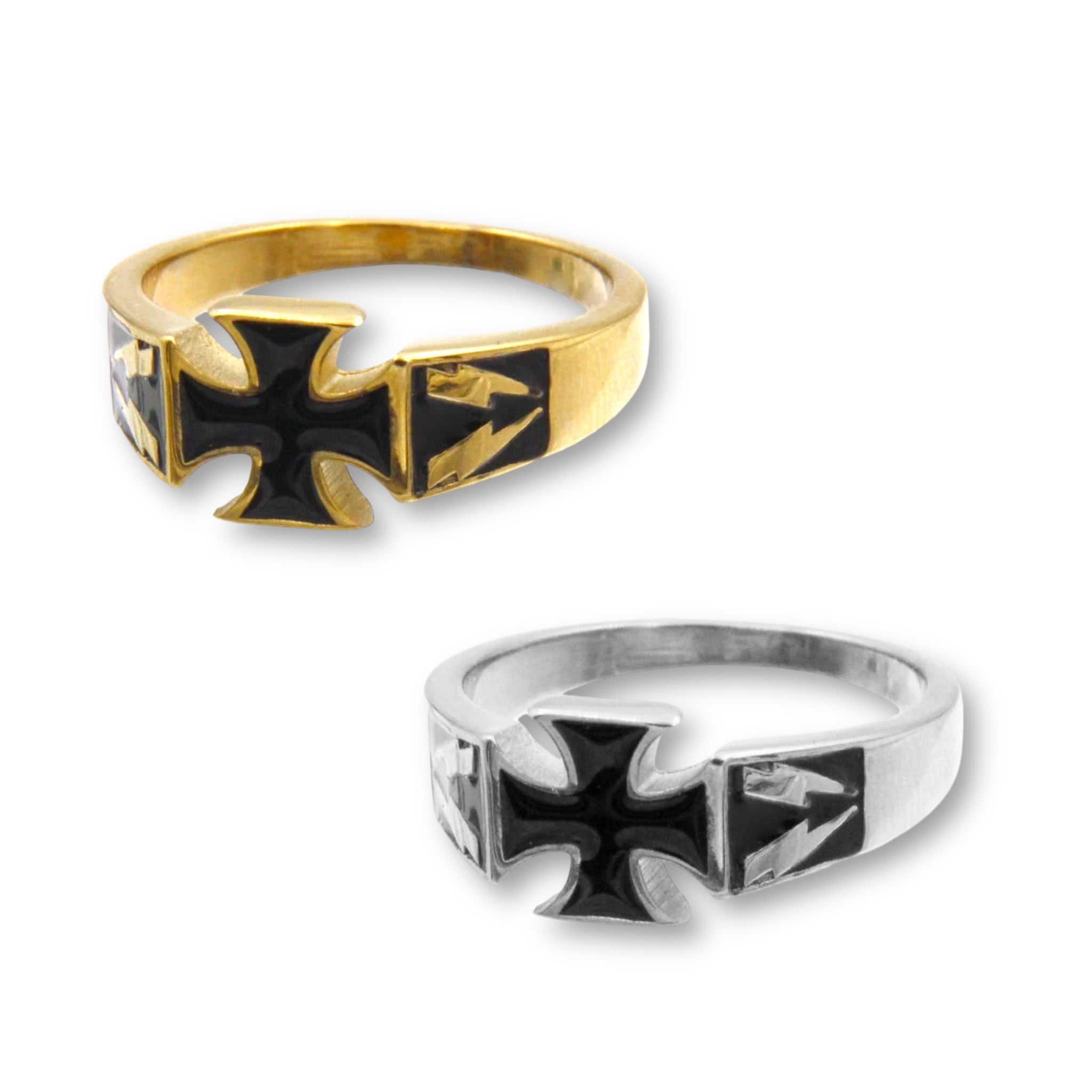 Black Cross Ring Gold