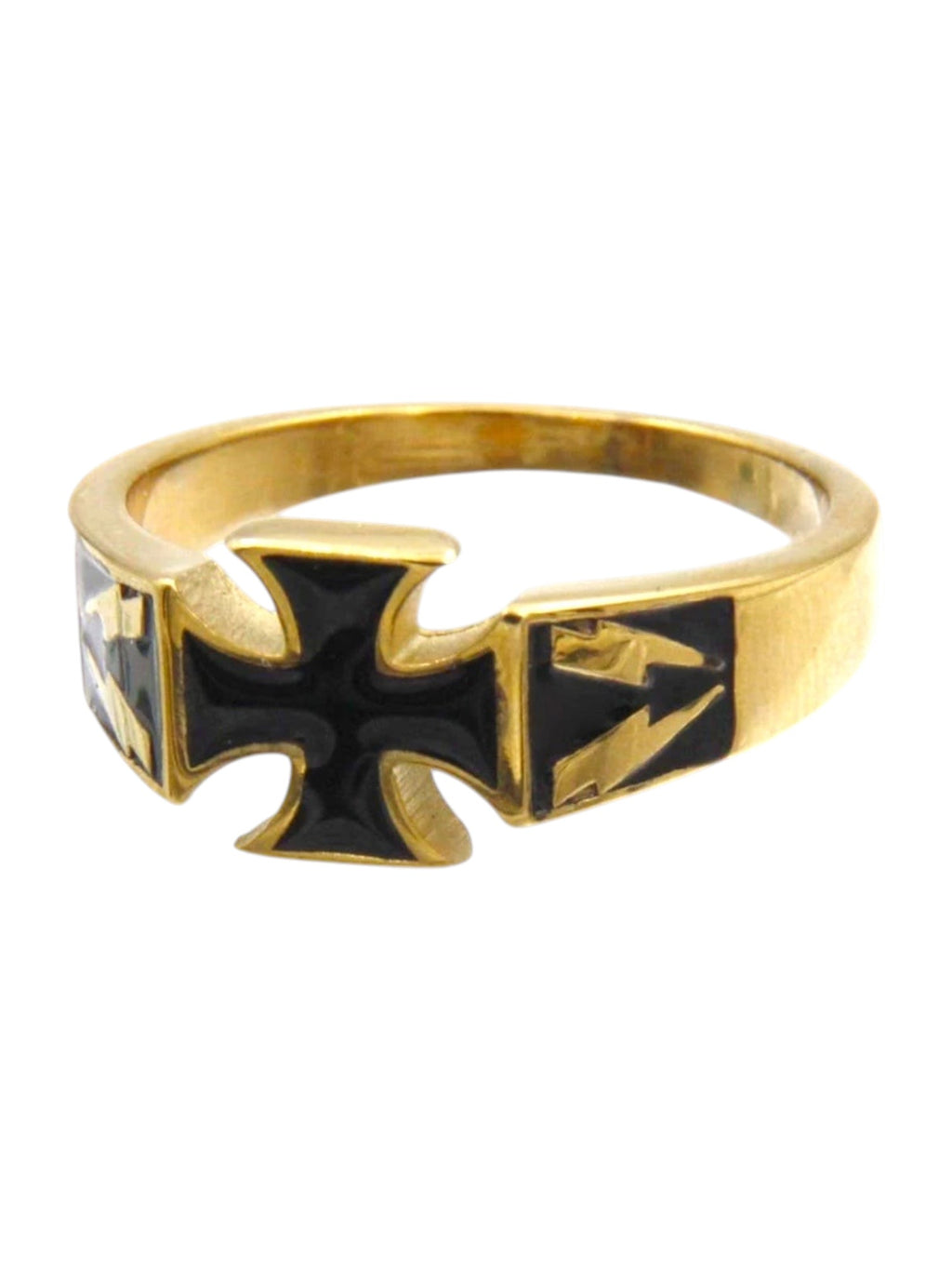 Black Cross Ring Silver