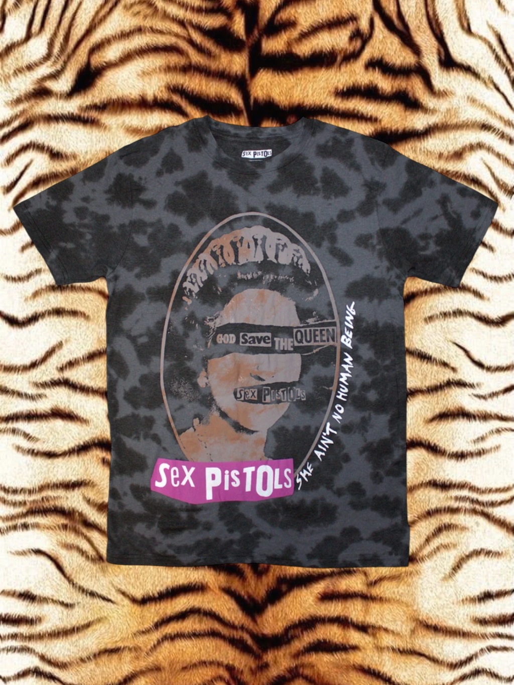 Camiseta unisex de The Sex Pistols: God Save The Queen (negro) (Colección Wash)
