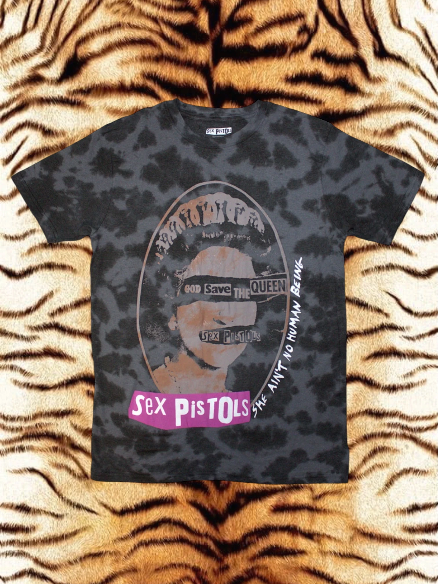 Camiseta unisex de The Sex Pistols: God Save The Queen (negro) (Colección Wash)