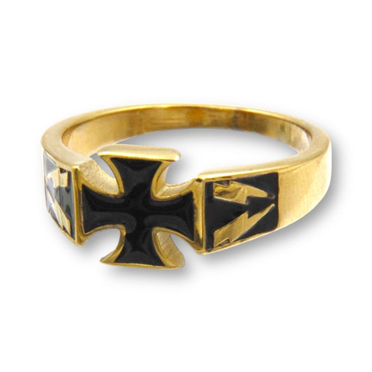 Black Cross Ring Gold