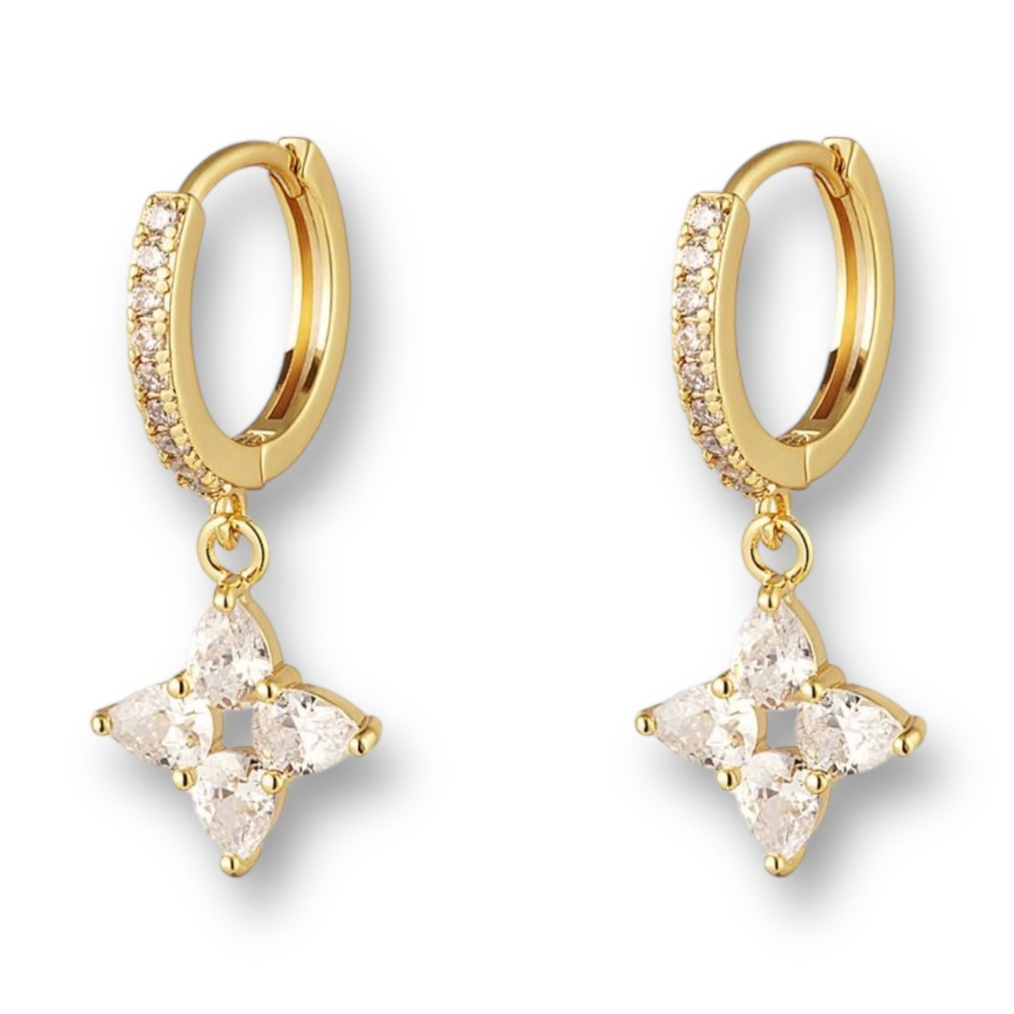 Pendientes de oro con colgante de diamantes.