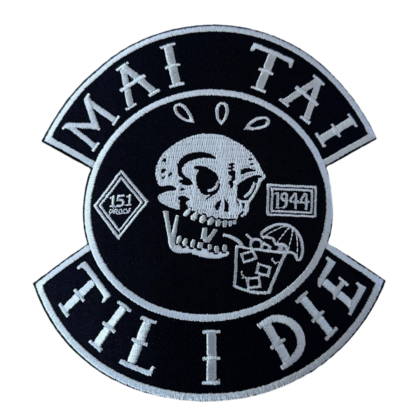 MAI TAI TIL I DIE Parche Tiki bordado para coser o planchar de 5"