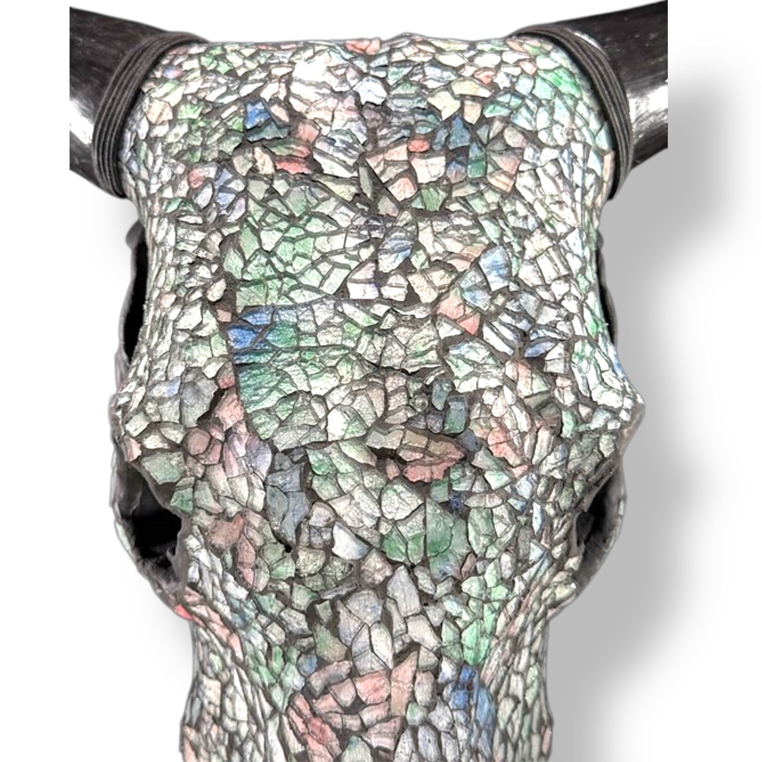 Koeien schedel - blauw parelmoer Glas Mozaïek