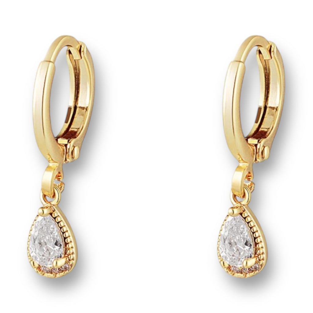 Gold earrings with drop pendant