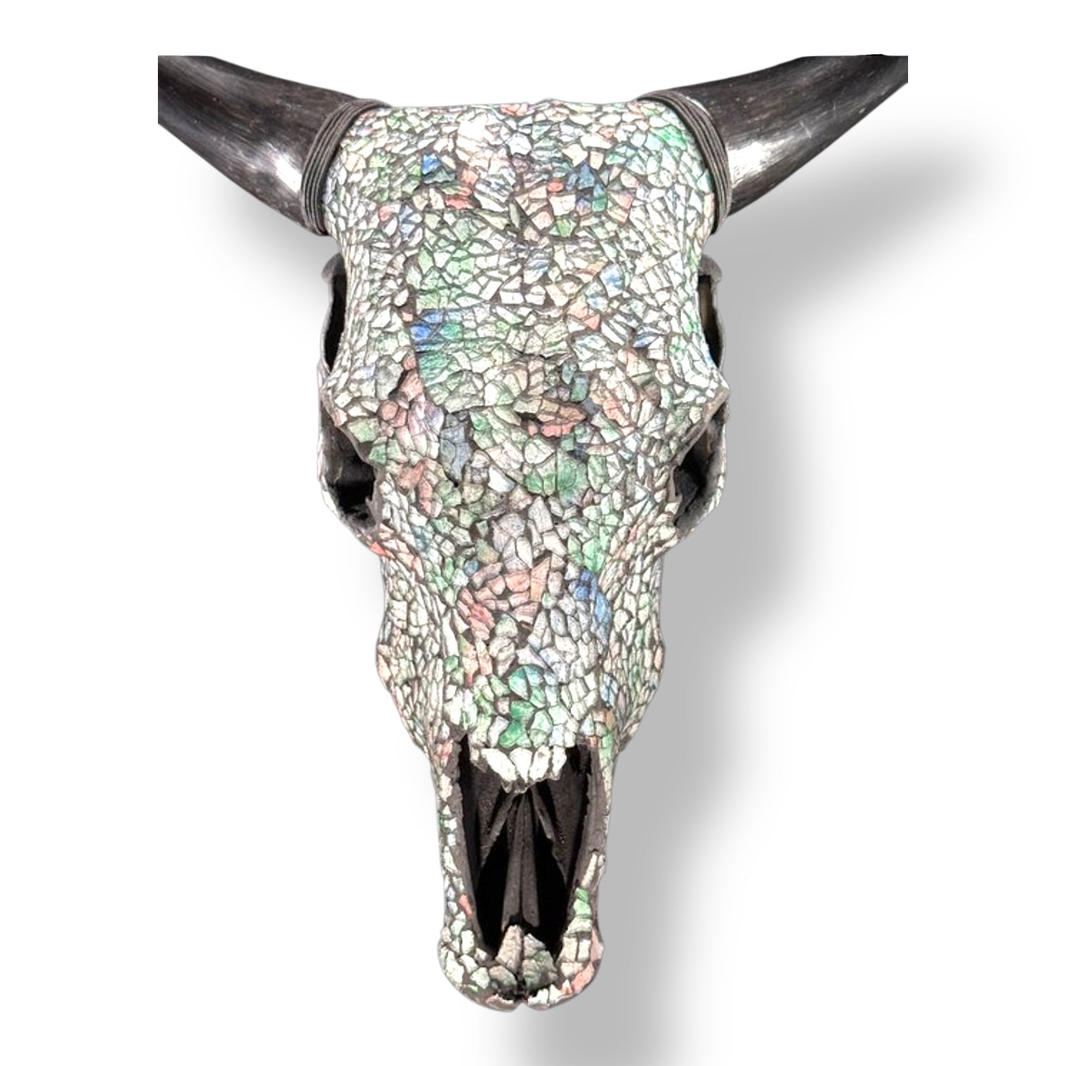 Koeien schedel - blauw parelmoer Glas Mozaïek