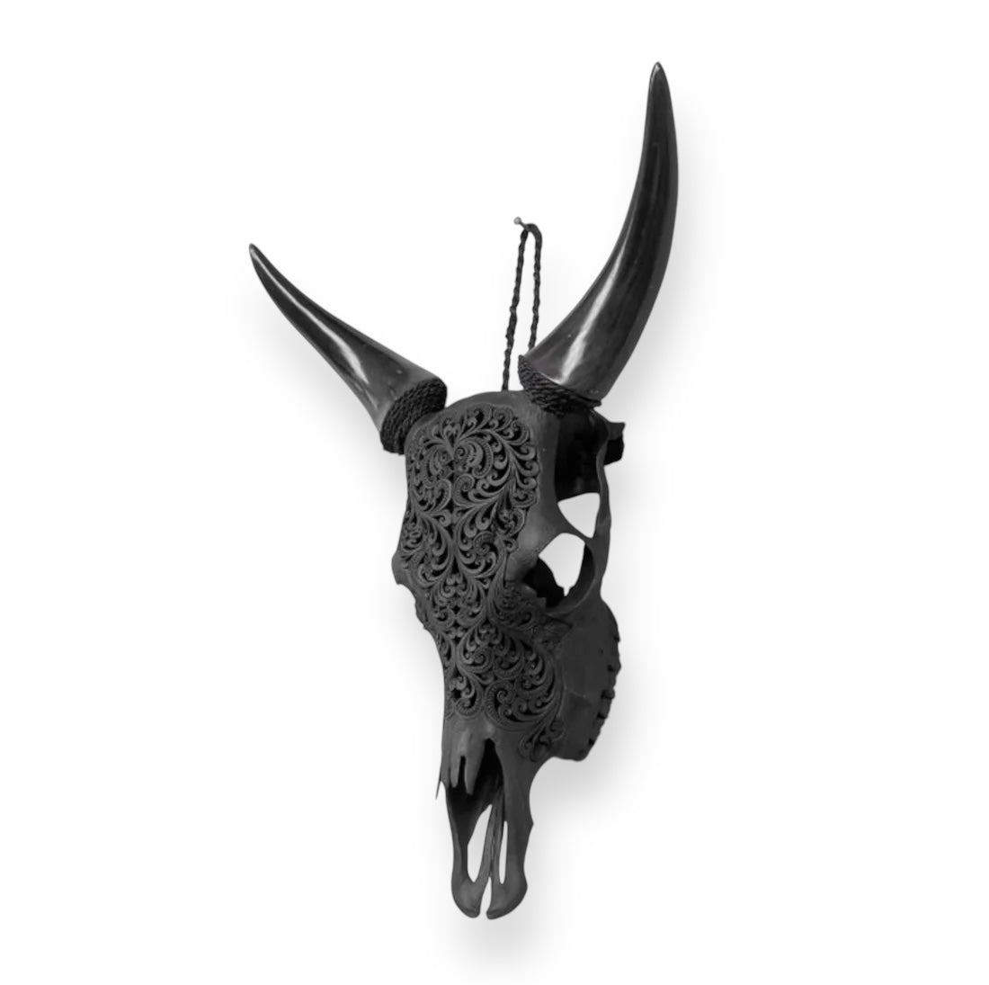 Hand carved cow skull