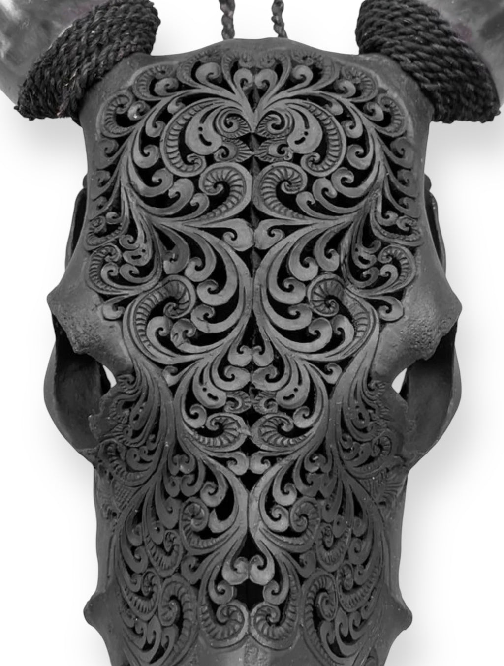 Hand carved cow skull