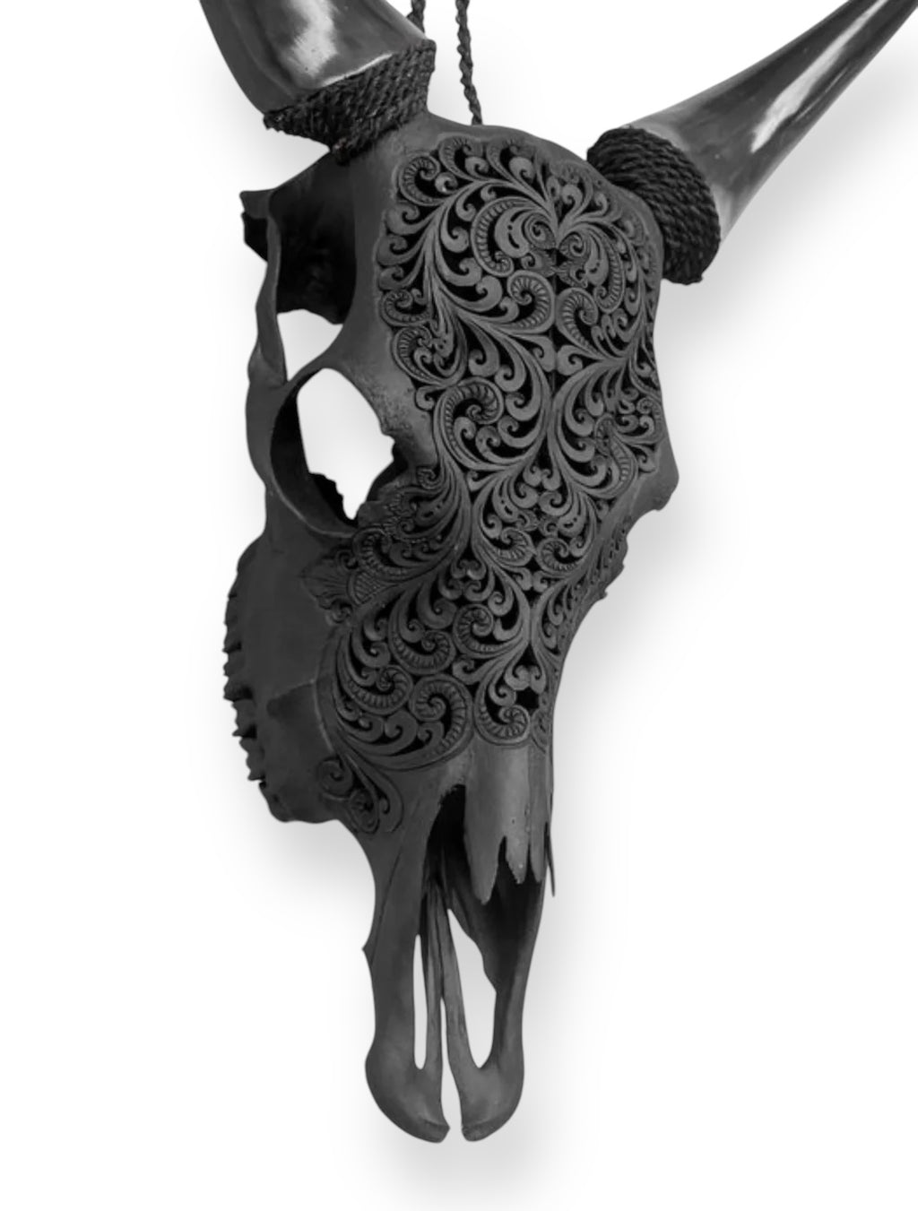 Hand carved cow skull