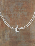 WILDSIDE silver stainless steel chain necklace with toggle clasp. Water-resistant and durable.