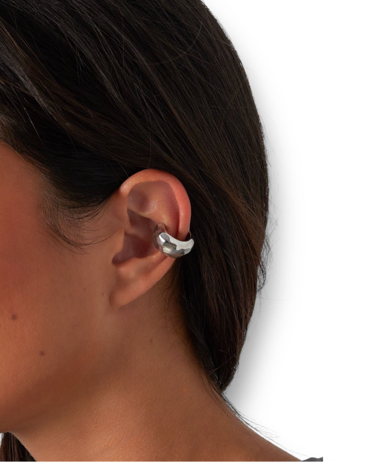 Silver Ear cuff hammered