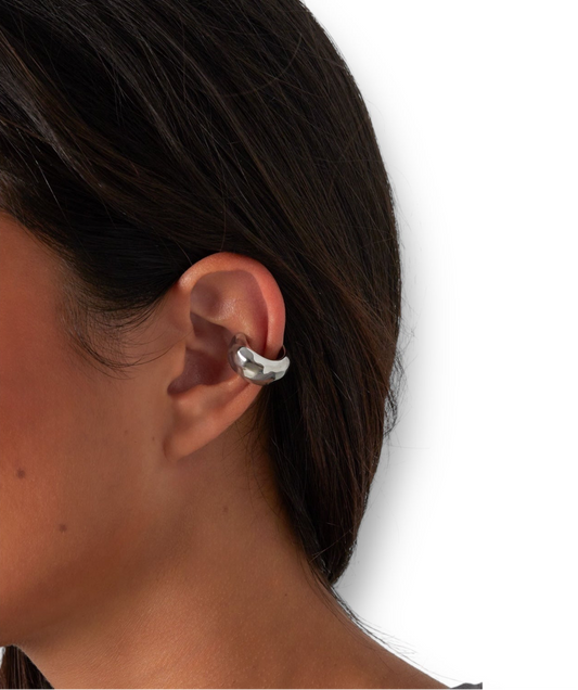 Silver Ear cuff hammered