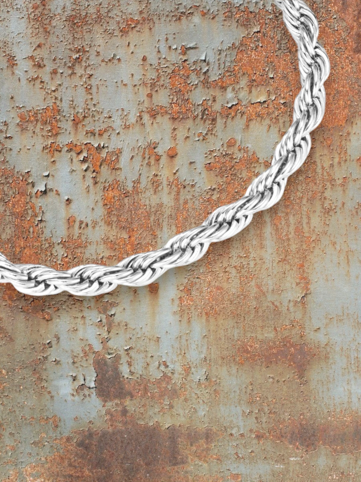 WILDSIDE silver stainless steel rope chain men's bracelet. Open design, edgy and stylish.