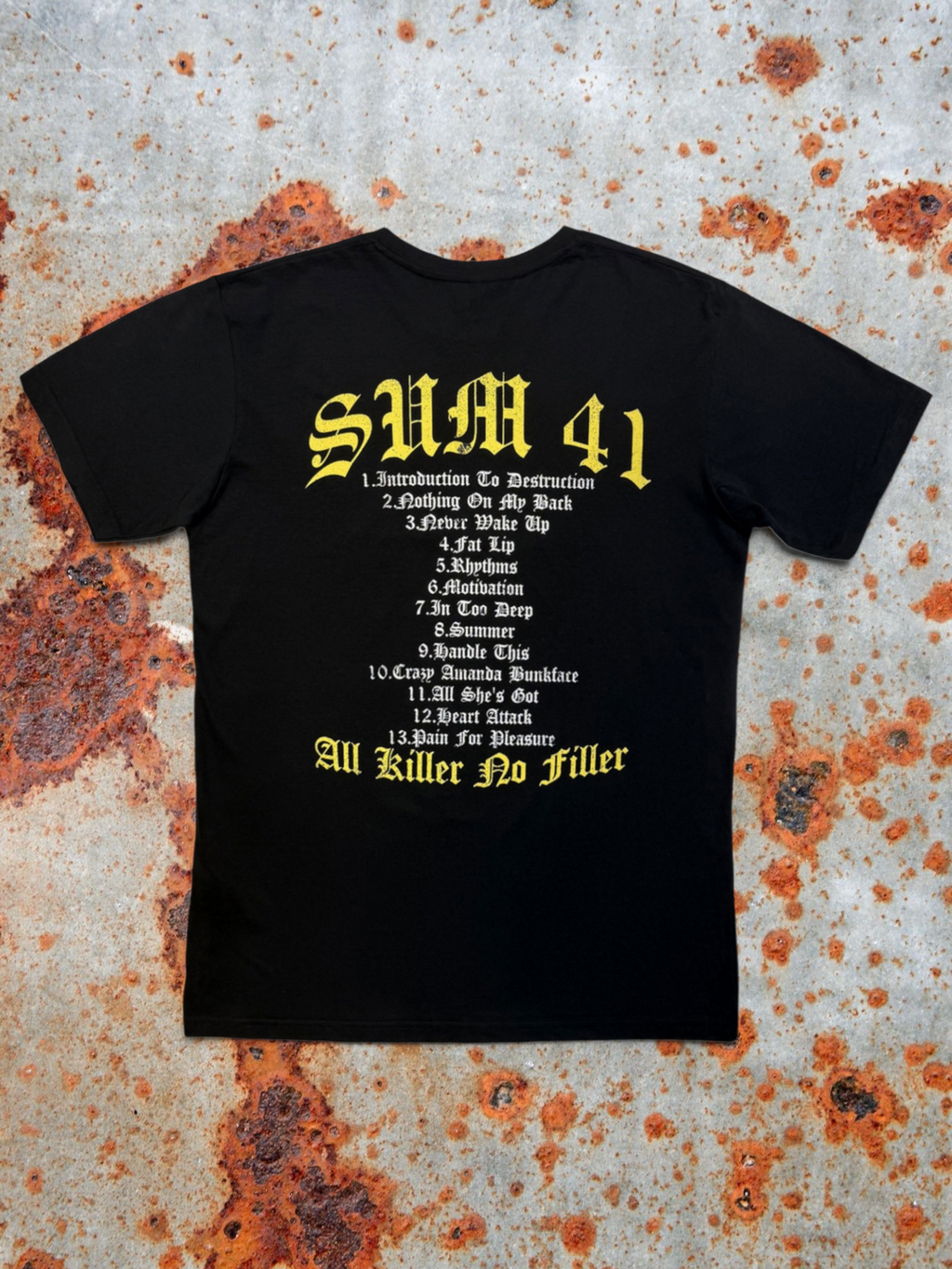 Sum 41 Premium Carbon T‑Shirt – All Killer No Filler Tracklist (100% Combed Cotton, Premium Soft‑Touch Finish)