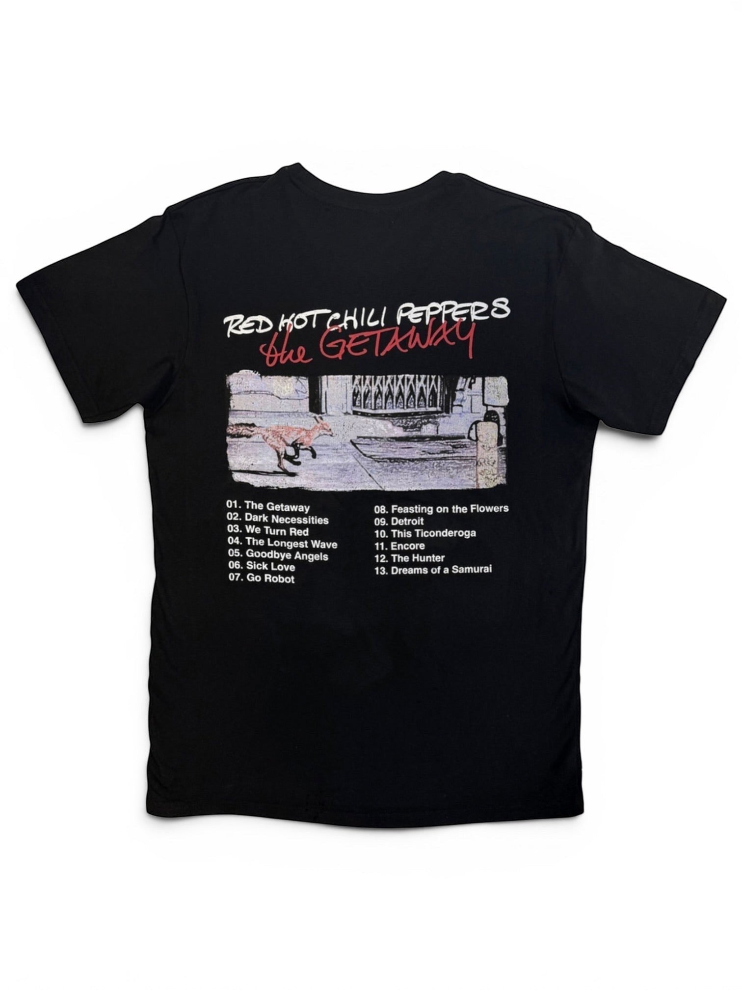Red Hot Chili Peppers Premium Carbon T‑Shirt – The Getaway Tracklist (100% Algodón Peinado, Acabado Premium Suave al Tacto)