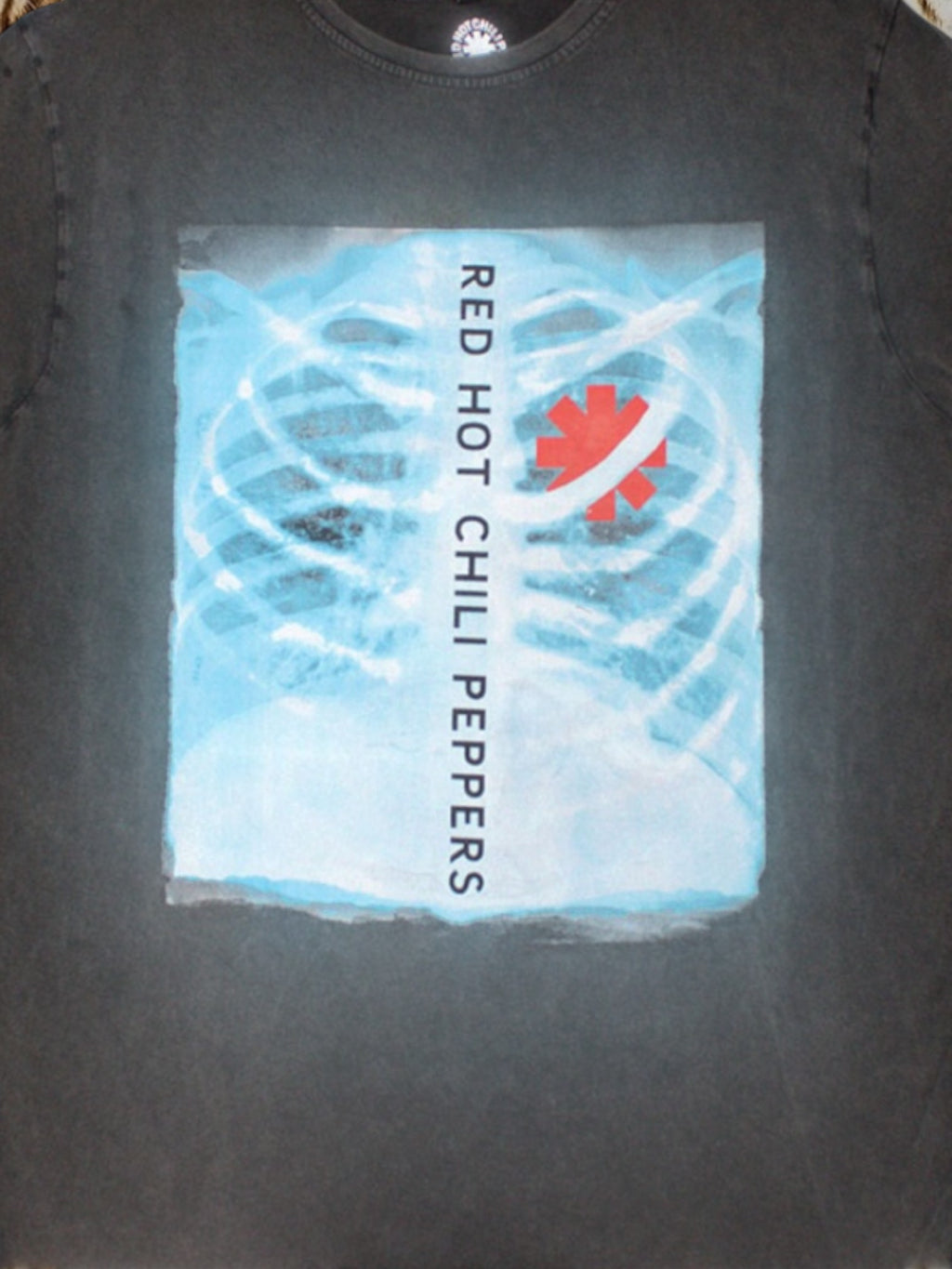 Red Hot Chili Peppers Unisex Stone Wash T-Shirt: X-Ray (Charcoal Grey)