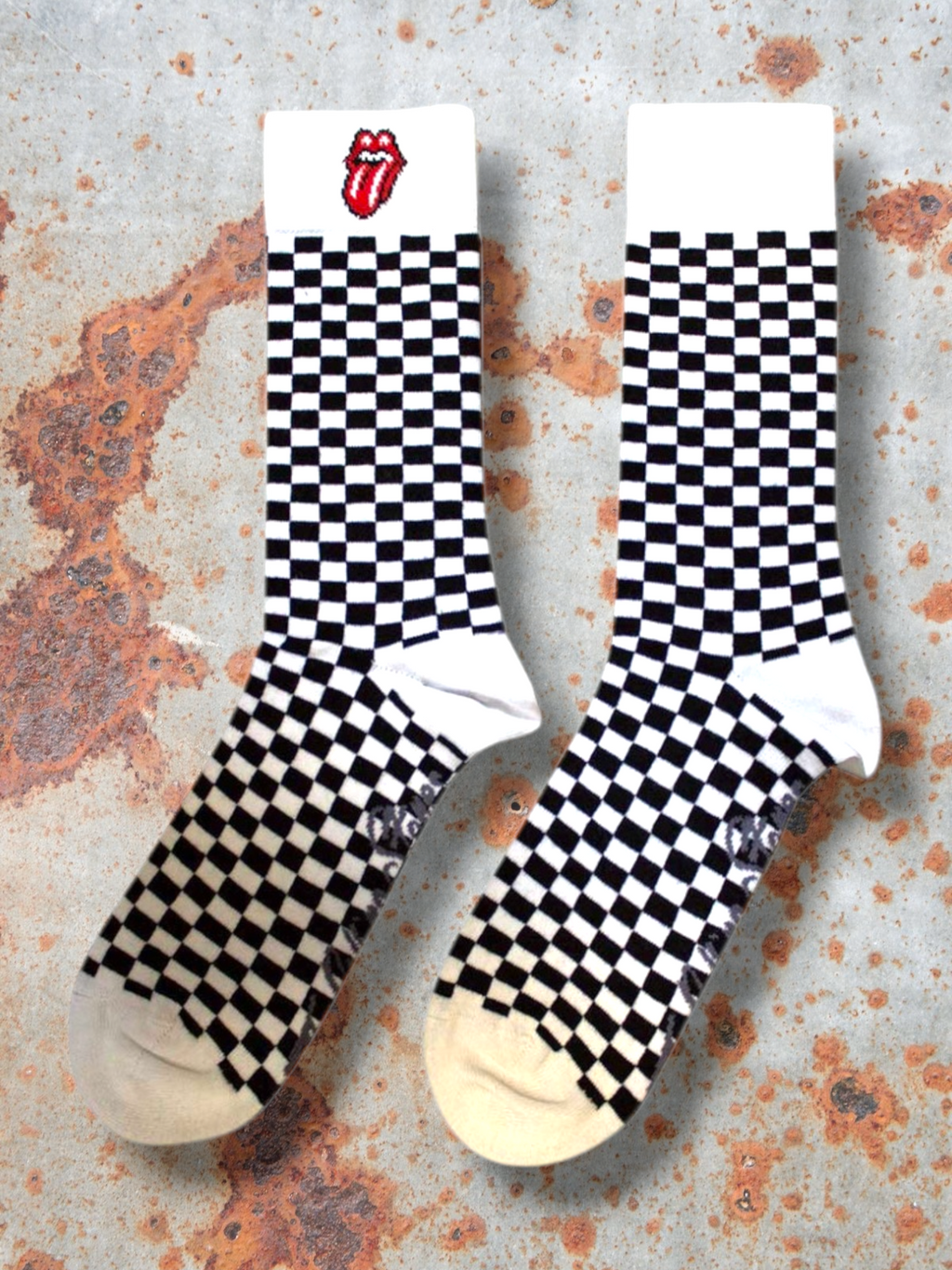 The Rolling Stones Official Unisex Socks – White Checkerboard Socks