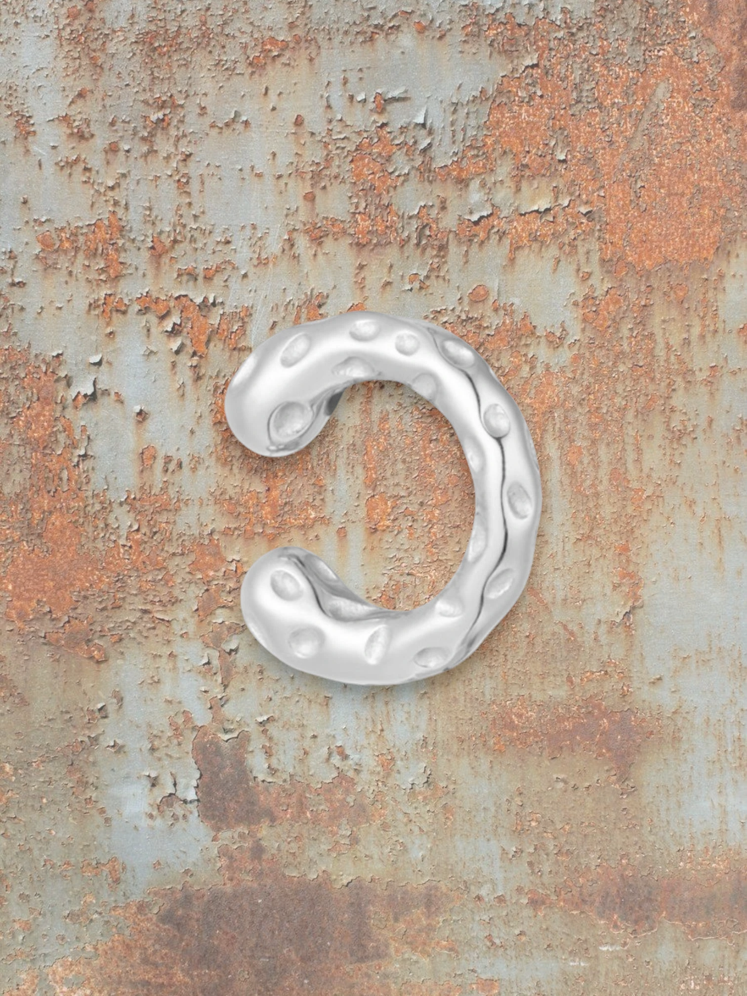 WILDSIDE silver ear cuff with unique textured design, no piercing needed, statement jewelry