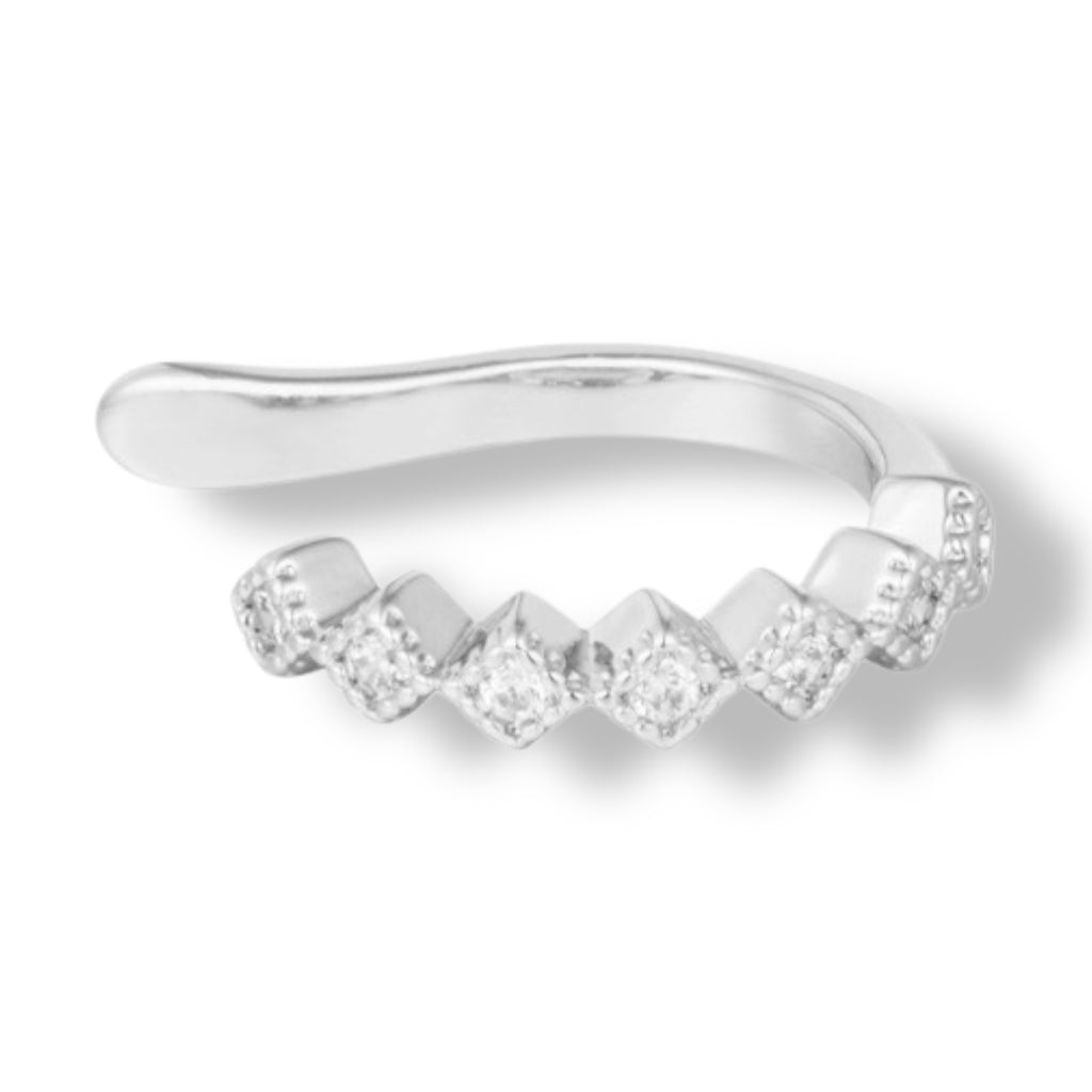 Ear cuff diamant steentjes zilver